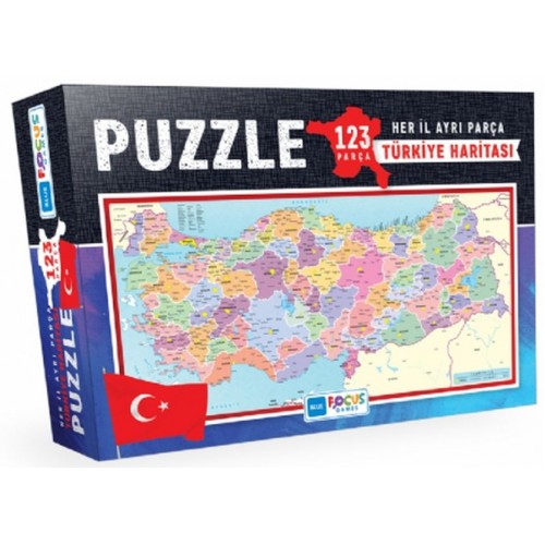 Blue Focus Türkiye Haritası Kutulu - Puzzle 123 Parça