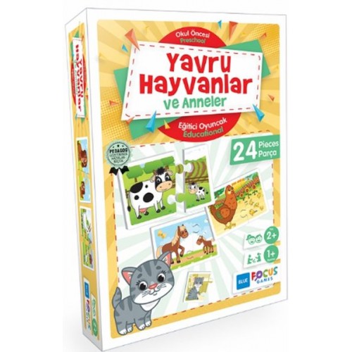 Blue Focus Yavru Hayvanlar ve Anneler - Eğitici Oyunlar 24 Parça