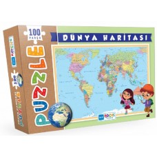 Blue Focus Dünya Haritası - Puzzle 100 Parça