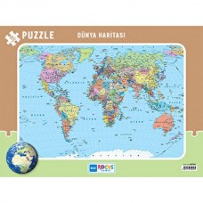 Blue Focus 72 Parça Dünya Haritası Frame Puzzle