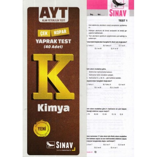 Sınav AYT Kimya Yaprak Test (Yeni)