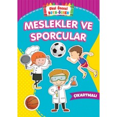 Okul Öncesi Boya-Öğren - Meslekler ve Sporcular - Çıkartmalı