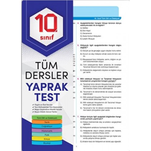 10. Sınıf Tüm Dersler Yaprak Test