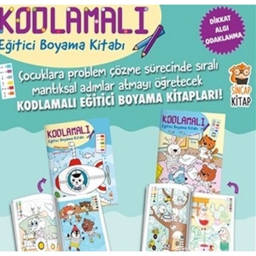 Kodlamalı Eğitici Boyama Kitabı 4-5 Yaş (2 Kitap Takım)