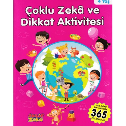 4 Yaş Çoklu Zeka ve Dikkat Aktivitesi - Pembe Kitap