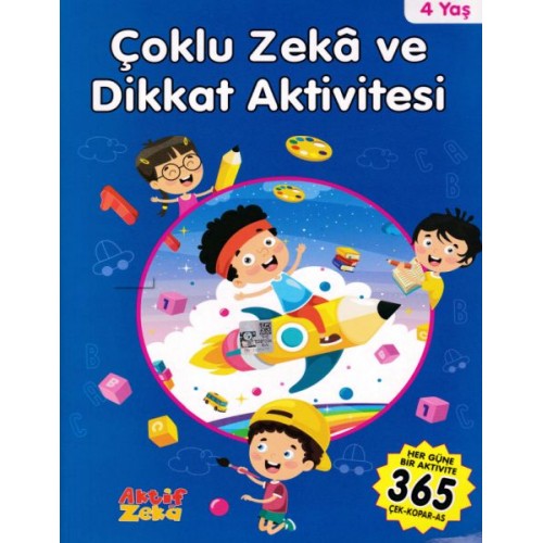 4 Yaş Çoklu Zeka ve Dikkat Aktivitesi - Mavi Kitap