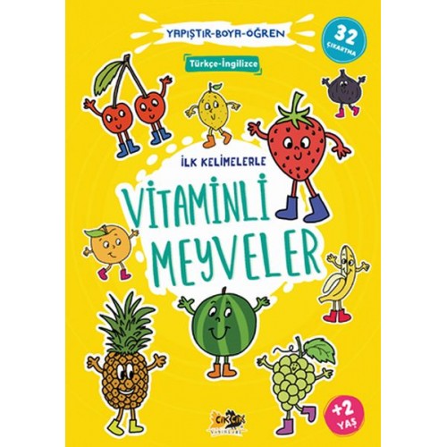 İlk Kelimelerle Vitaminli Meyveler Yapıştır-Boya-Öğren