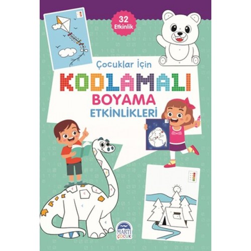 Çocuklar İçin Kodlamalı Boyama Etkinlikleri - Yeşil - 32 Etkinlik