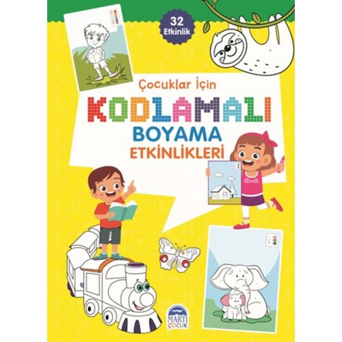 Çocuklar İçin Kodlamalı Boyama Etkinlikleri - Sarı - 32 Etkinlik