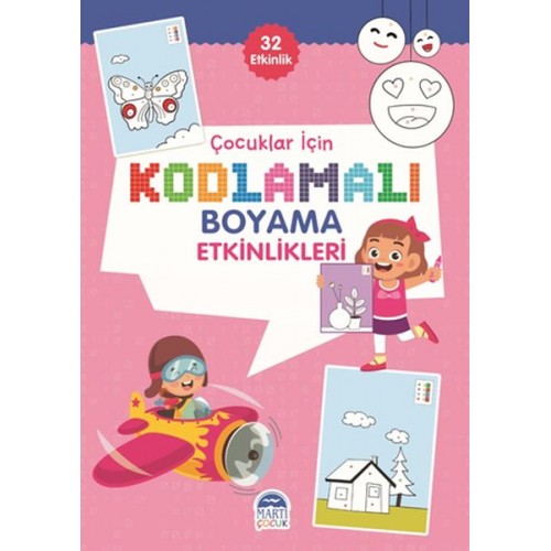 Çocuklar İçin Kodlamalı Boyama Etkinlikleri - Pembe - 32 Etkinlik