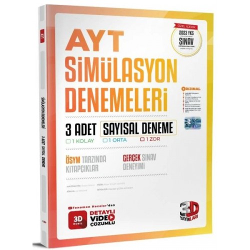 3D Yayınları  AYT Sayısal 3 Simülasyon Deneme